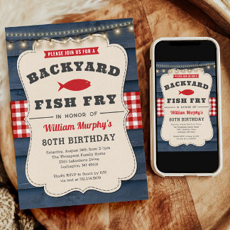 Jardin Fish Fry 80th Birthday Invitation