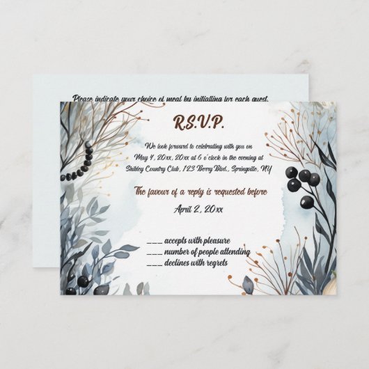 Jardin Fleur Bleu Modifiable RSVP (Devant / Derrière)