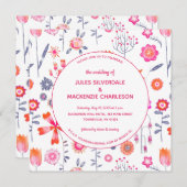 Jardin Fleur Moderne Boho Faire-part de mariage ro (Devant / Derrière)