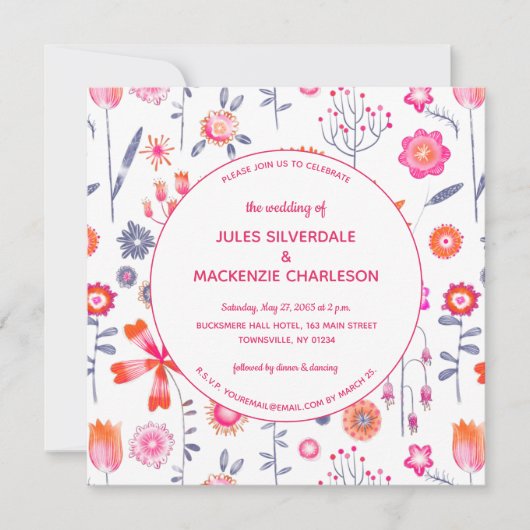 Jardin Fleur Moderne Boho Faire-part de mariage ro (Devant)