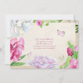 Jardin Fleur rose avec papillons Invitation (Dos)