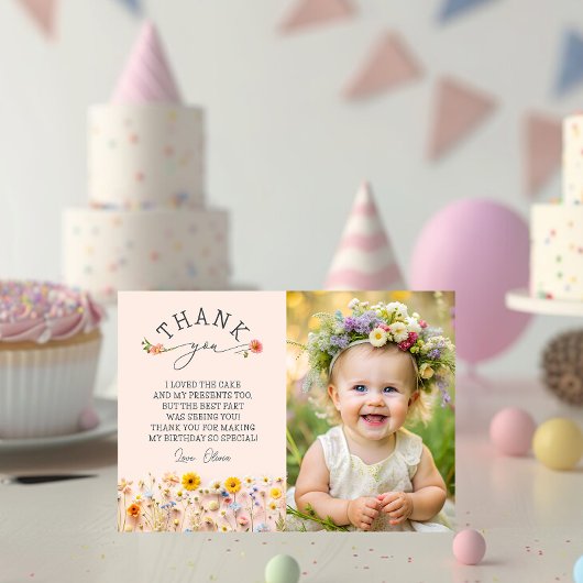 Jardin Fleur sauvage 1er anniversaire Carte de rem