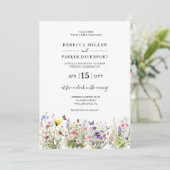 Jardin fleur sauvage Faire-part de mariage moderne (Debout devant)