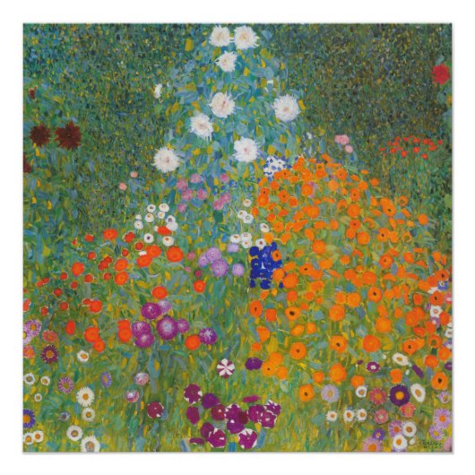 Jardin Fleur Vibrant - Gustav Klimt Poster Gloss (Devant)