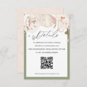 Jardin fleuri beige mariage QR code carte de détai (Devant / Derrière)