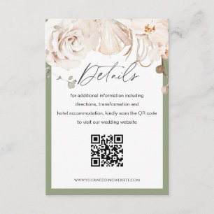 Jardin fleuri beige mariage QR code carte de détai