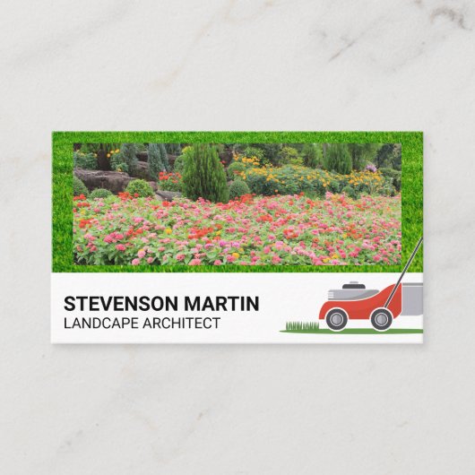 Jardin fleuri | Carte de visite de tour de pelouse (Devant)