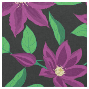 Jardin fleuri de clematis violet Tissu