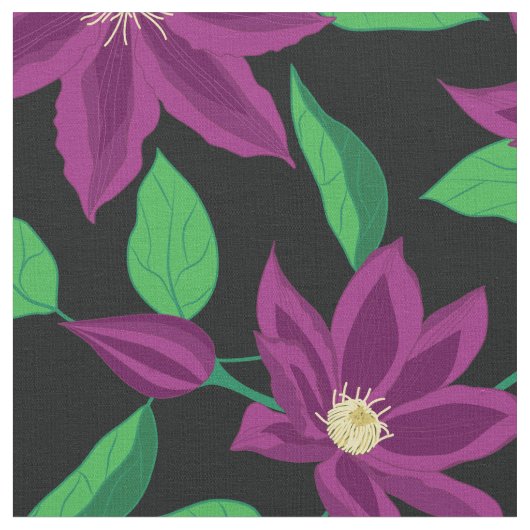 Jardin fleuri de clematis violet Tissu (Fermer)