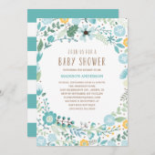 Jardin fleuri | Invitation Baby shower (Devant / Derrière)