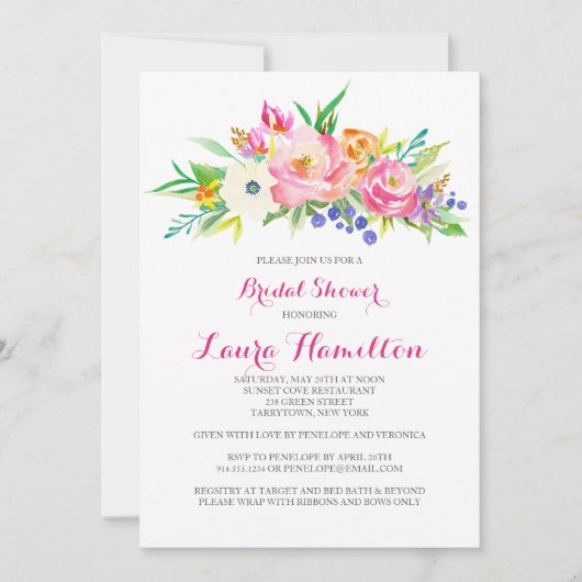 Jardin fleuri | Invitation de douche nuptiale (Devant)