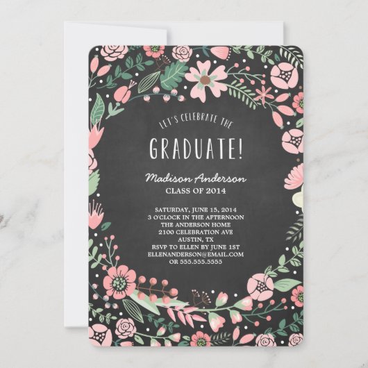 Jardin fleuri | Invitation de la fête de graduatio (Devant)