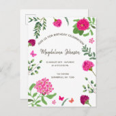 Jardin fleuri lumineux Invitation d'anniversaire (Devant / Derrière)