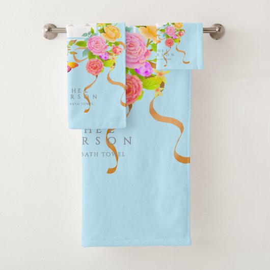 Jardin fleuri romantique monogramme bleu (En situation)