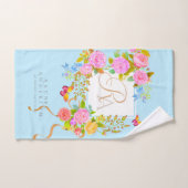 Jardin fleuri romantique monogramme bleu (Serviette à main)