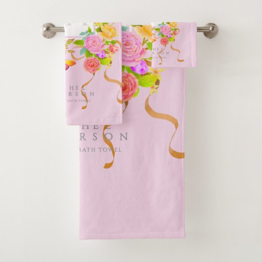 Jardin fleuri romantique monogramme rose (En situation)