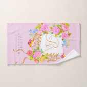 Jardin fleuri romantique monogramme rose (Serviette à main)