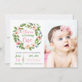 Jardin floral 1er anniversaire Invitation fille ph (Devant)