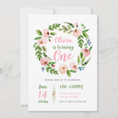 Jardin Floral 1er Invitation anniversaire | Peony  (Devant)