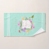Jardin Floral Aqua Monogram Serviette (Serviette à main)
