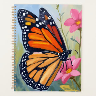 Jardin floral aquarelle papillon monarque