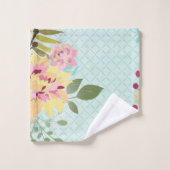 Jardin floral, Arrière - plan bleu (Gant de toilette)