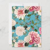 Jardin Floral Bleu Coloré Mariage Invitation (Dos)