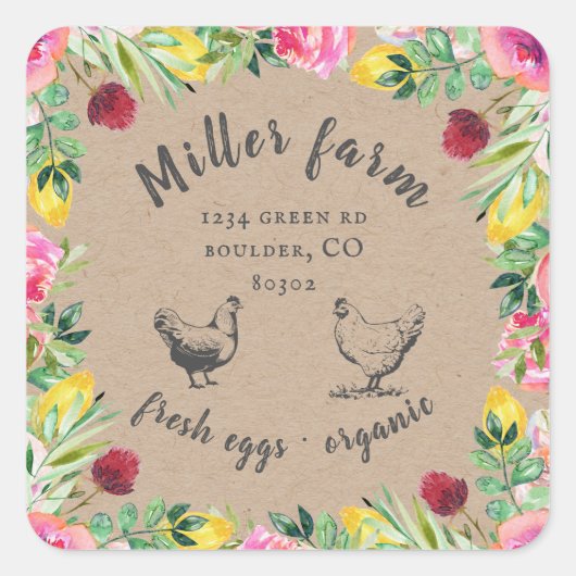 jardin floral boîte d'oeuf de la ferme autocollant (Devant)