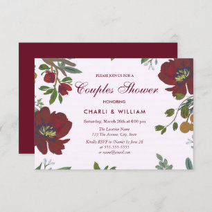 Jardin Floral Bourgogne Couples Douche Invitation