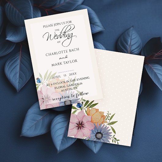 Jardin floral coloré Aquarelle Invitation