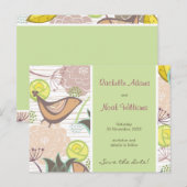 Jardin Floral de Doux Oiseaux Carte de Faire-Part  (Devant / Derrière)