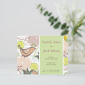 Jardin Floral de Doux Oiseaux Carte de Faire-Part  (Debout devant)