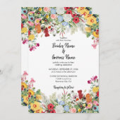 Jardin Floral Faire-part de mariage aux fleurs col (Devant / Derrière)