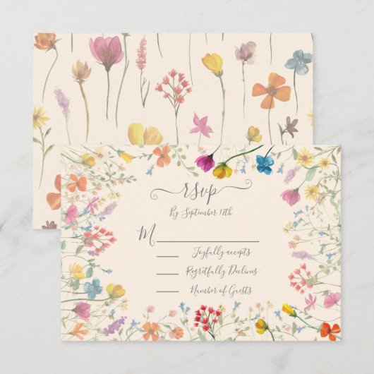 Jardin floral Fleur sauvage délicieux Mariage RSVP (Devant / Derrière)