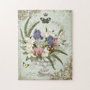 JARDIN FLORAL FRANÇAIS VINTAGE MODERNE PUZZLE