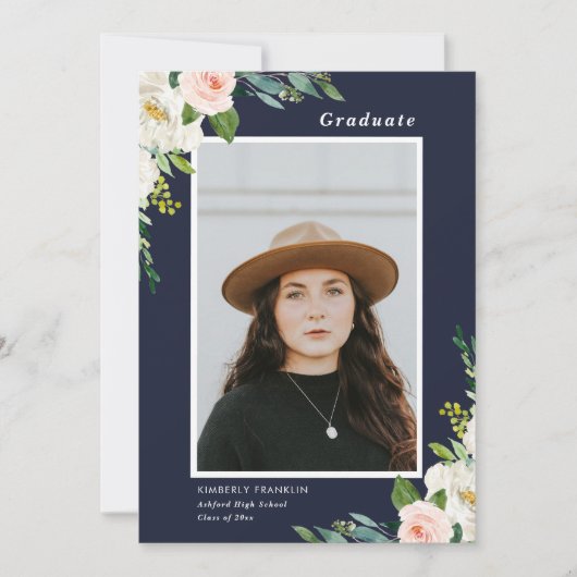 Jardin Floral Graduation Photo Invitation (Devant)
