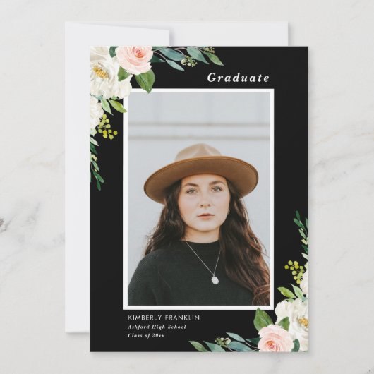 Jardin Floral Graduation Photo Invitation (Devant)