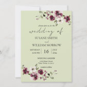 Jardin Floral Mariage Élégant Invitation verte (Devant)