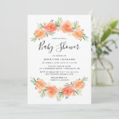 Jardin Floral Pêche | Invitation Baby shower (Debout devant)