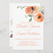 Jardin Floral Pêche | Invitation de douche nuptial (Devant / Derrière)