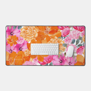 Jardin floral rose et orange vibre Nom personnalis