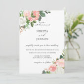 Jardin floral rose pâle Invitation de mariage (Debout devant)