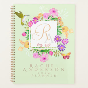 Jardin Floral Vert Monogramme Planificateur
