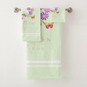 Jardin Floral Vert serviette Monogramme (En situation)