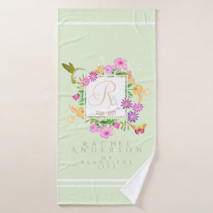 Jardin Floral Vert serviette Monogramme