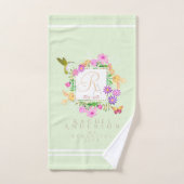 Jardin Floral Vert serviette Monogramme (Serviette à main)