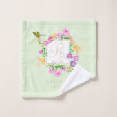 Jardin Floral Vert serviette Monogramme (Gant de toilette)