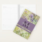 Jardin floral violet élégant Monogrammé (Devant avec enveloppe)
