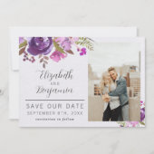 Jardin Floral Violet Lavande Save The Date (Devant)