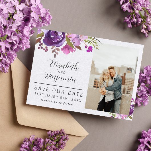 Jardin Floral Violet Lavande Save The Date